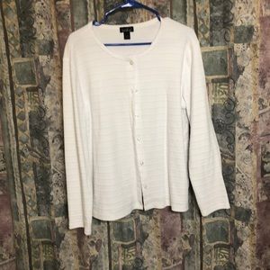 Lightweight White Crew Neck Cardigan, Sz L